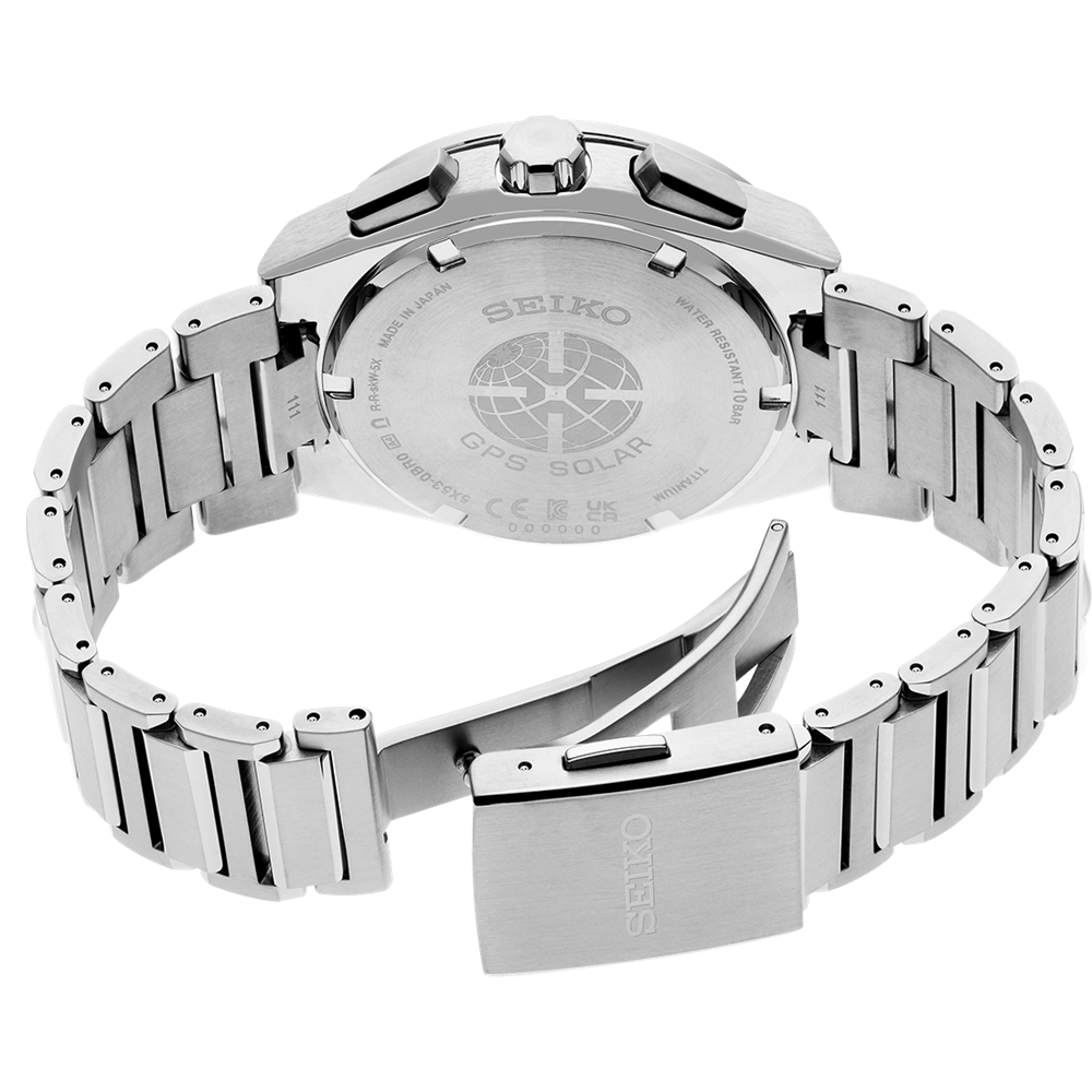 Seiko Astron Gps Dual Time Solar 43.5mm Black Dial Titanium And Ceramic Bracelet - Ssh009J