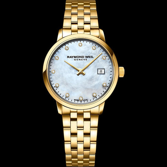 Raymond Weil Toccata Ladies Classic Gold Diamond Steel Watch, 29mm - 5985P97081