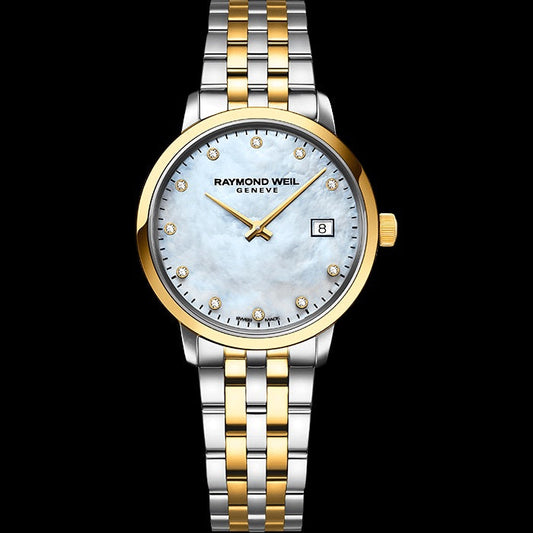 Raymond Weil Toccata Ladies Quartz Two-Tone Gold 11 Diamond Watch, 29mm - 5985Stp97081