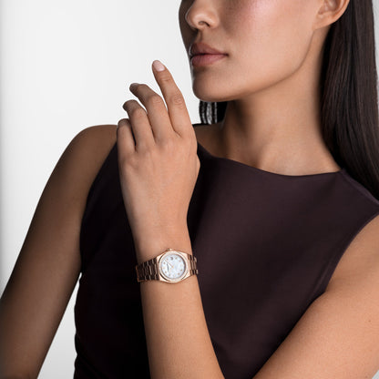 Raymond Weil A.R.T. Mother-of-pearl Dial Diamond-Set Bezel Integrated Bracelet Stainless Steel With Rose Gold PVD 30mm Ladies Watch - 1250-P5S-97081