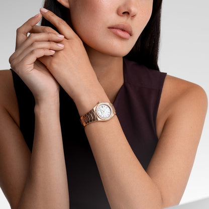 Raymond Weil A.R.T. Mother-of-pearl Dial Diamond-Set Bezel Integrated Bracelet Stainless Steel With Rose Gold PVD 30mm Ladies Watch - 1250-P5S-97081
