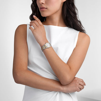 Raymond Weil A.R.T. Mother-of-pearl Dial Diamond-Set Bezel Integrated Bracelet Two-Tone Stainless Steel 30mm Ladies Watch - 1250-SPS-97081