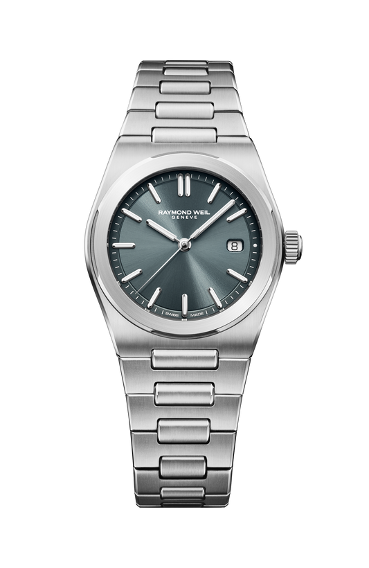 Raymond Weil A.R.T. Charcoal Blue Dial Integrated Stainless Steel Bracelet 30mm Quartz Watch - 1250-ST-56001