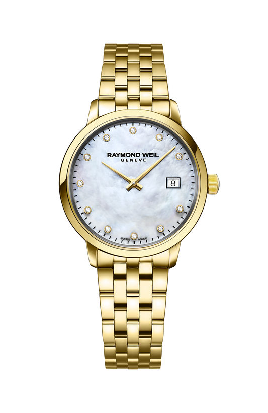 Raymond Weil Toccata Ladies Classic Gold Diamond Steel Watch, 29mm - 5985-P-97081