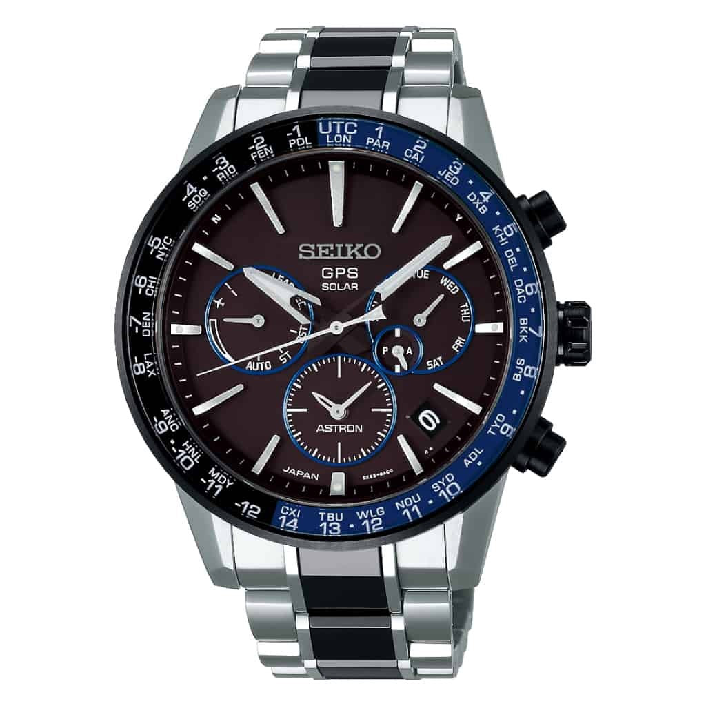 Seiko Astron Gps Dual Time Solar 43.5mm Black Dial Titanium And Ceramic Bracelet - Ssh009J