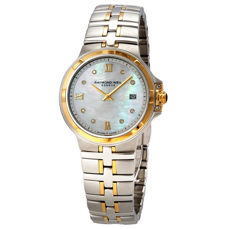 Raymond Weil Two- Tone Parsifal Mother of Pearl Dial 30mm Ladies Watch-5180-stp-00995